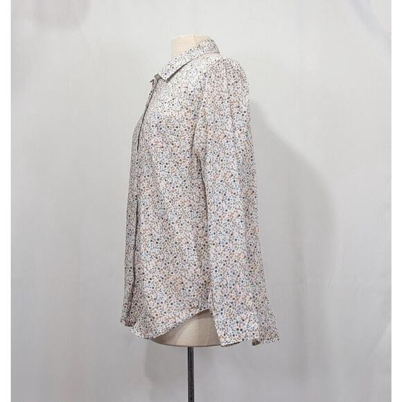Old Navy Blouse White Colorful White Floral Button Front Misses Size L - Picture 3 of 7